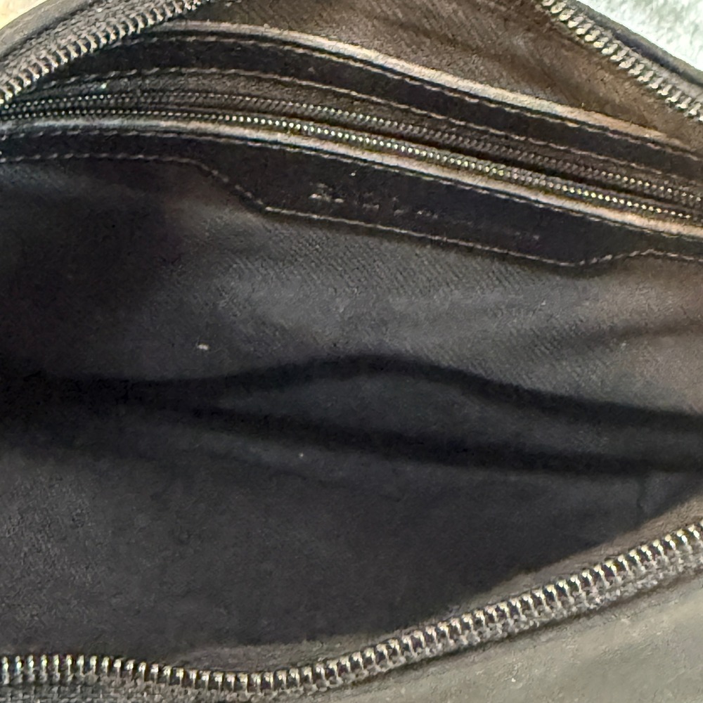 Enzo Angiolini Black Nylon Shoulder Bag Pebbled Leather Trim Baguette Purse - Picture 7 of 13